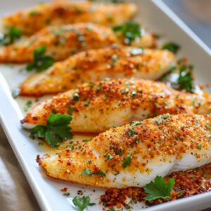 Enjoy a quick, healthy dinner with this Parmesan-Crusted Baked Fish recipe. Crispy, flavorful, and easy to make, perfect for weeknight meals or special occasions