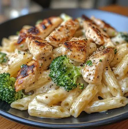 Enjoy this easy Chicken and Broccoli Alfredo! Creamy sauce, tender chicken, and fresh broccoli make the perfect quick weeknight dinner in just 30 minutes