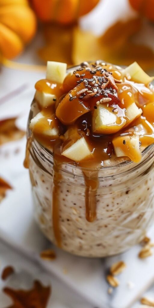 Savor the taste of fall with these easy Caramel Apple Overnight Oats! Prepare a delicious, nutritious breakfast that’s ready when you are. Perfect for busy mornings!